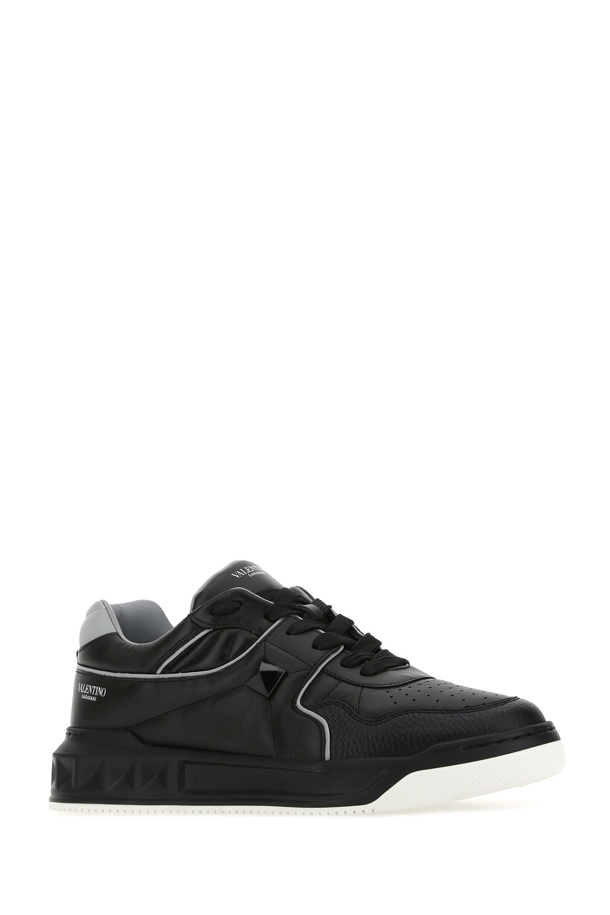Black nappa leather One Stud sneakers - 2