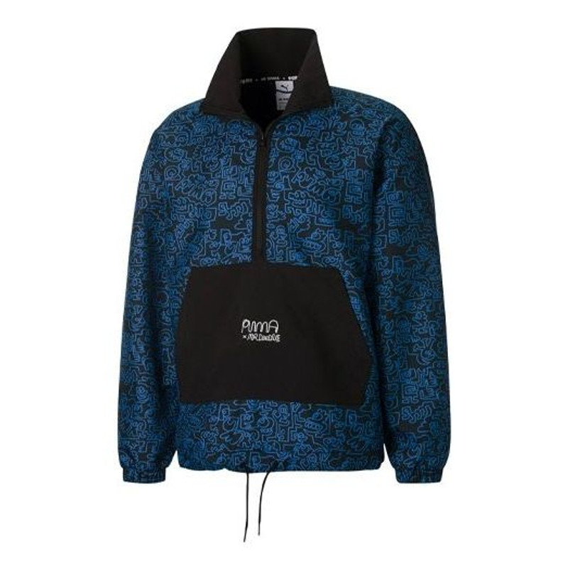 PUMA x Mr Doodle Crossover Graffiti Printing Contrasting Colors Cardigan Stand Collar Jacket Blue 53 - 1