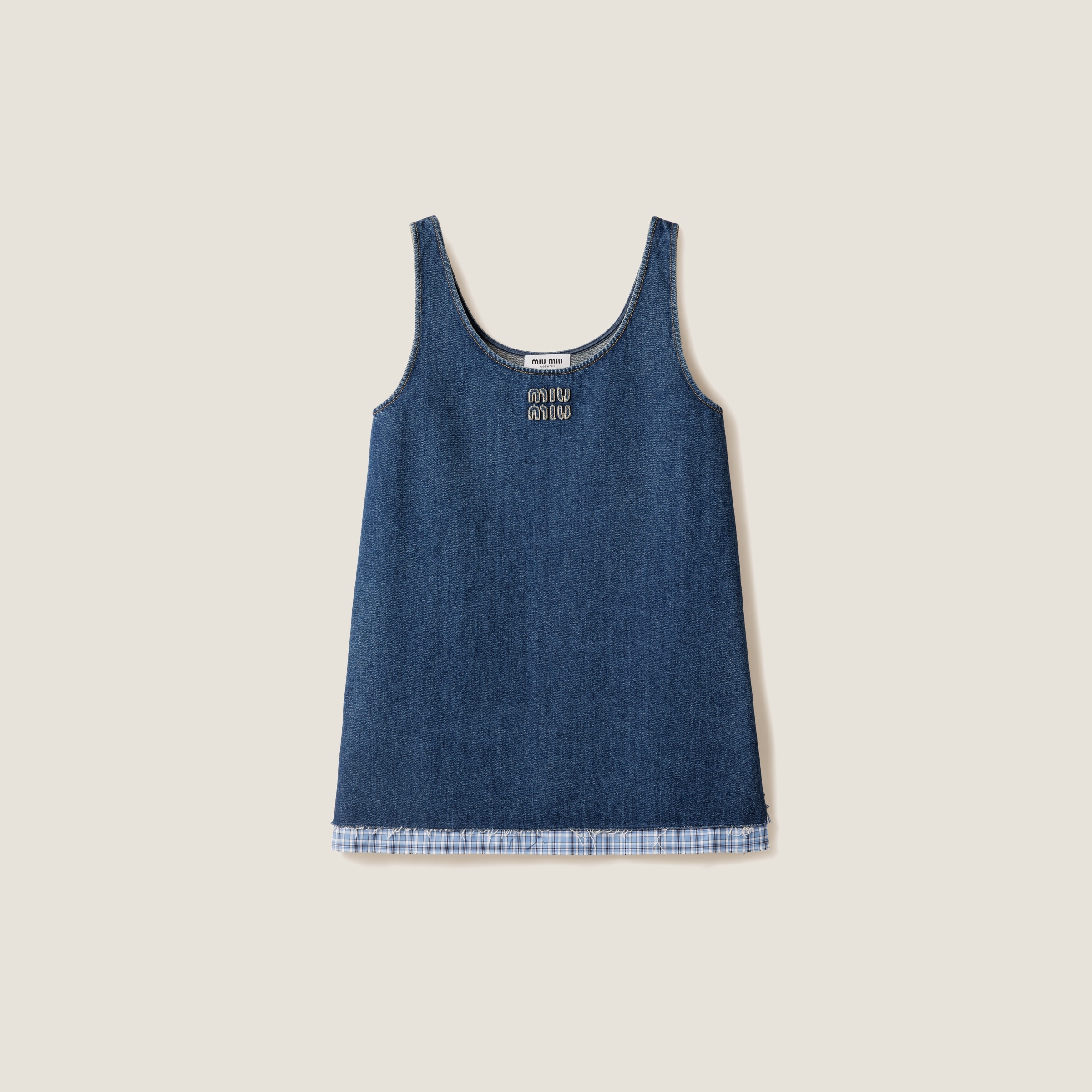 関税込 MiuMiu Washed denim mini-dress ドレス Miu Miu Washed denim mini-dress | REVERSIBLE