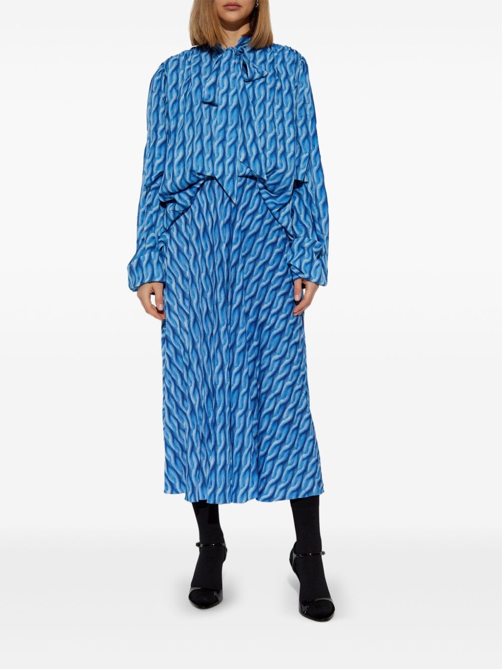 cable-knit-print midi dress - 3