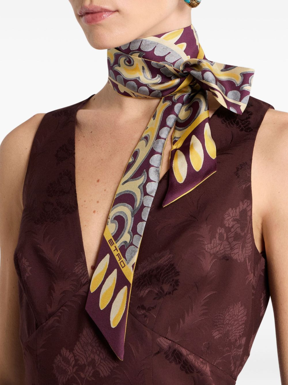 paisley floral silk scarf - 2