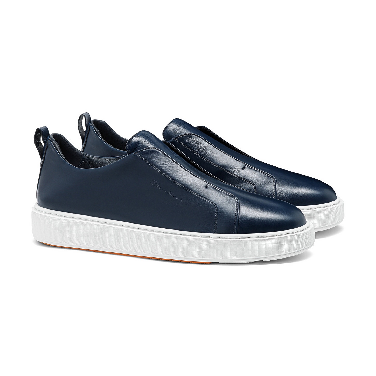 Men's blue leather slip-on sneaker - 3