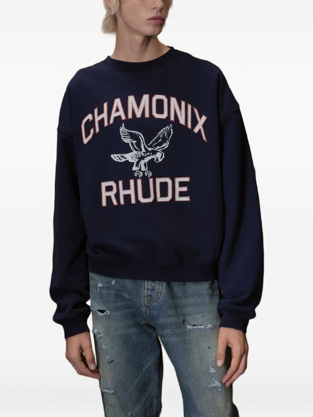 eagle-embroidered crewneck sweater - 2