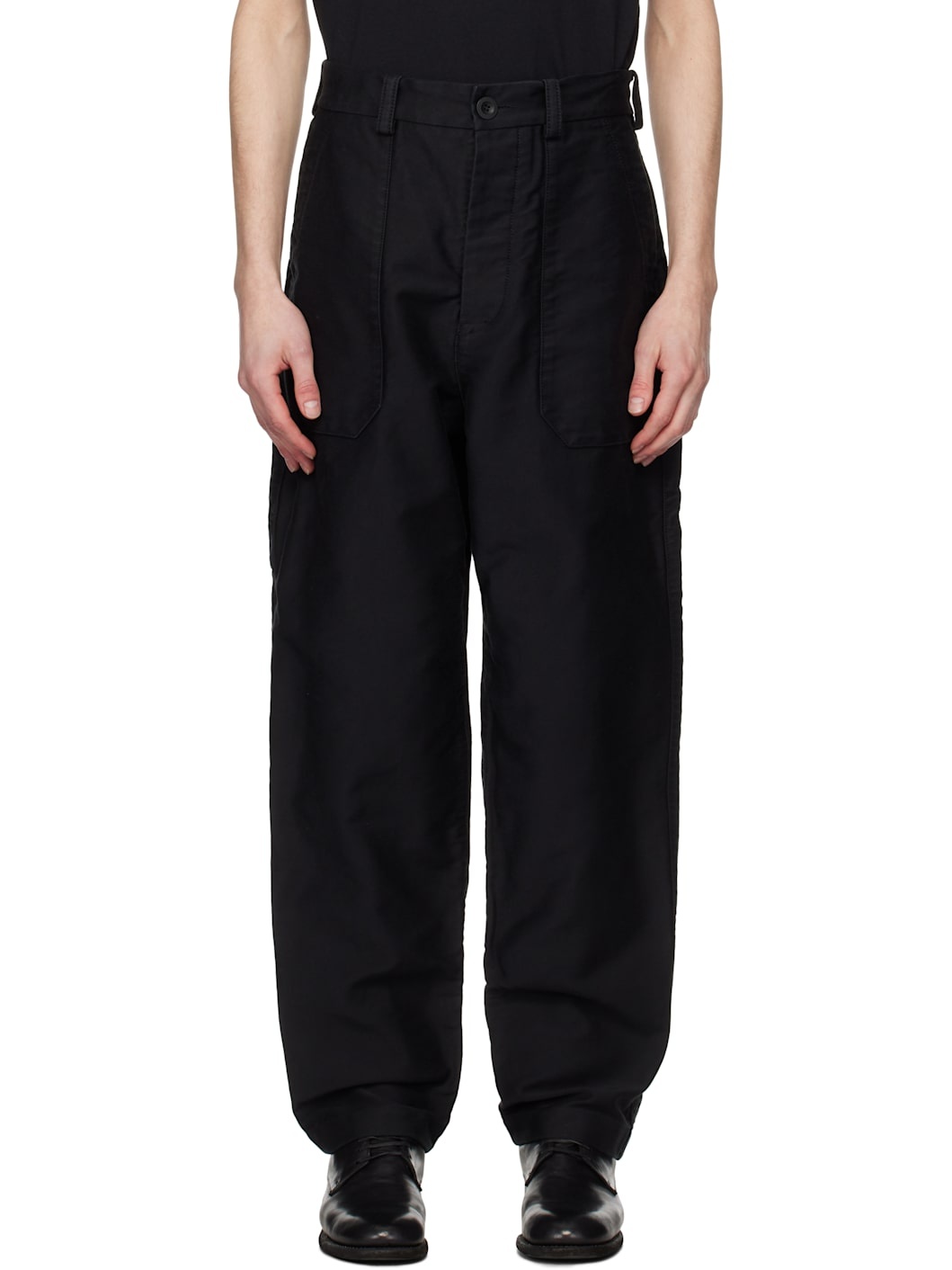 Black Faille Cargo Pants - 1