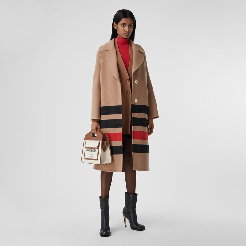 Burberry Small Two-tone Canvas and Leather Pocket Tote outlook