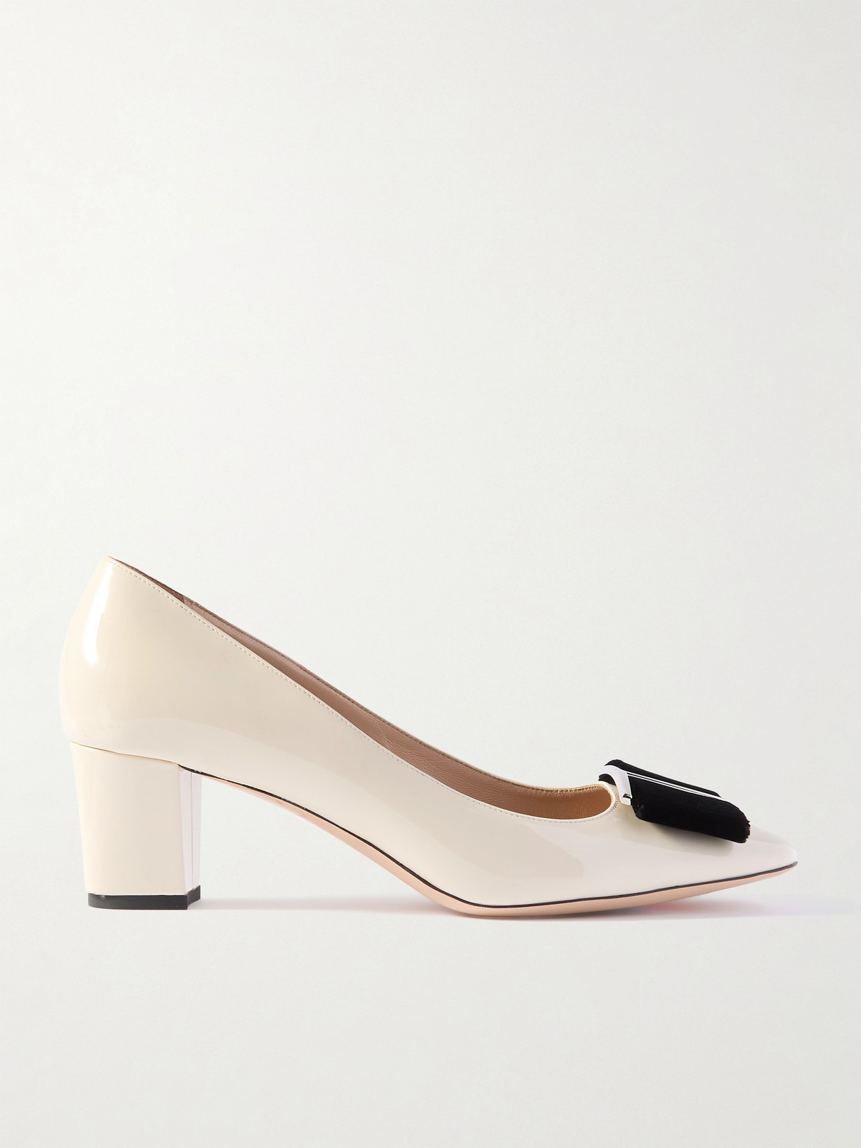 Audrey Embellished Velvet-trimmed Patent-leather Pumps - 1
