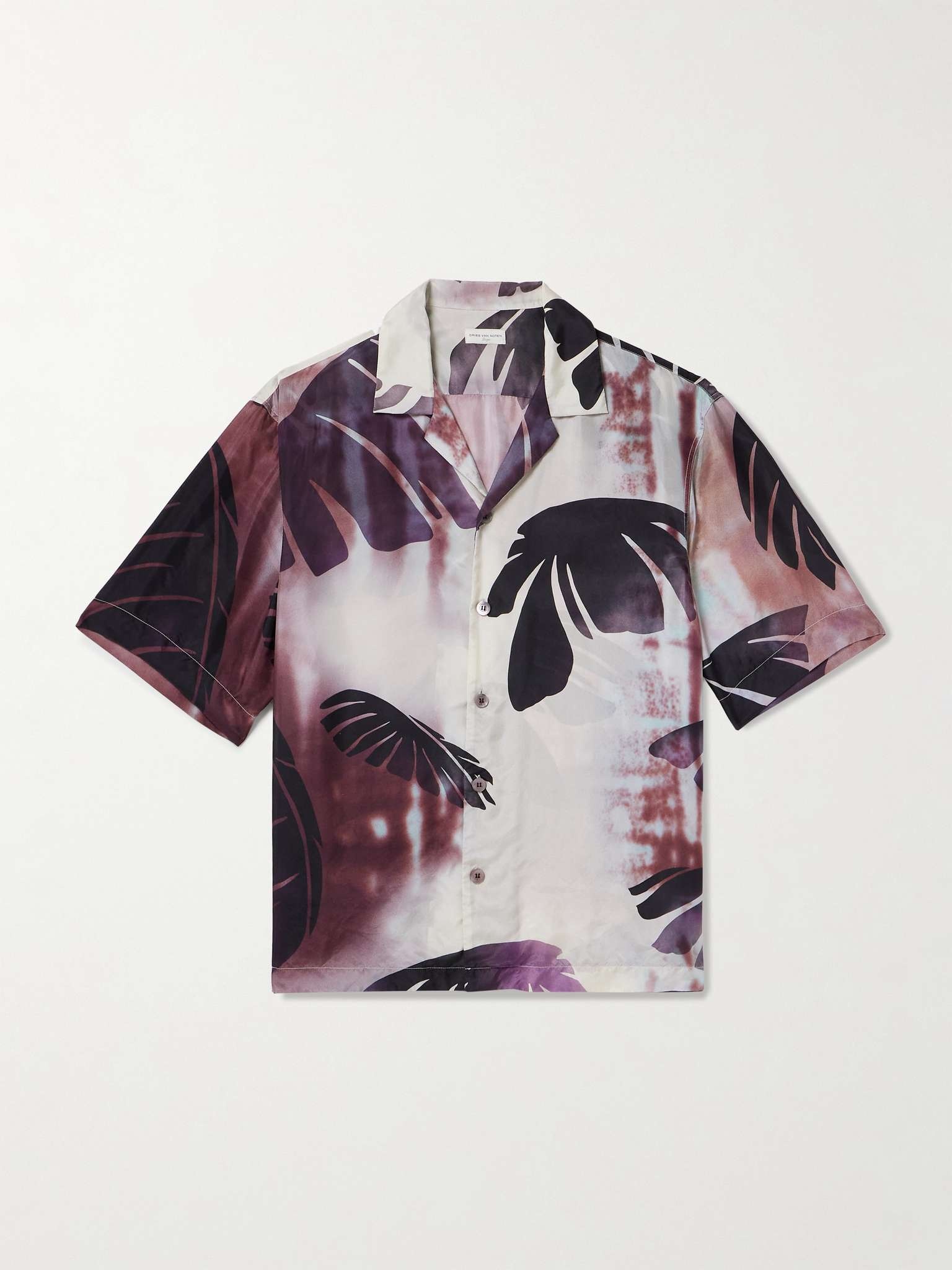 Camp-Collar Printed Silk-Satin Shirt - 1