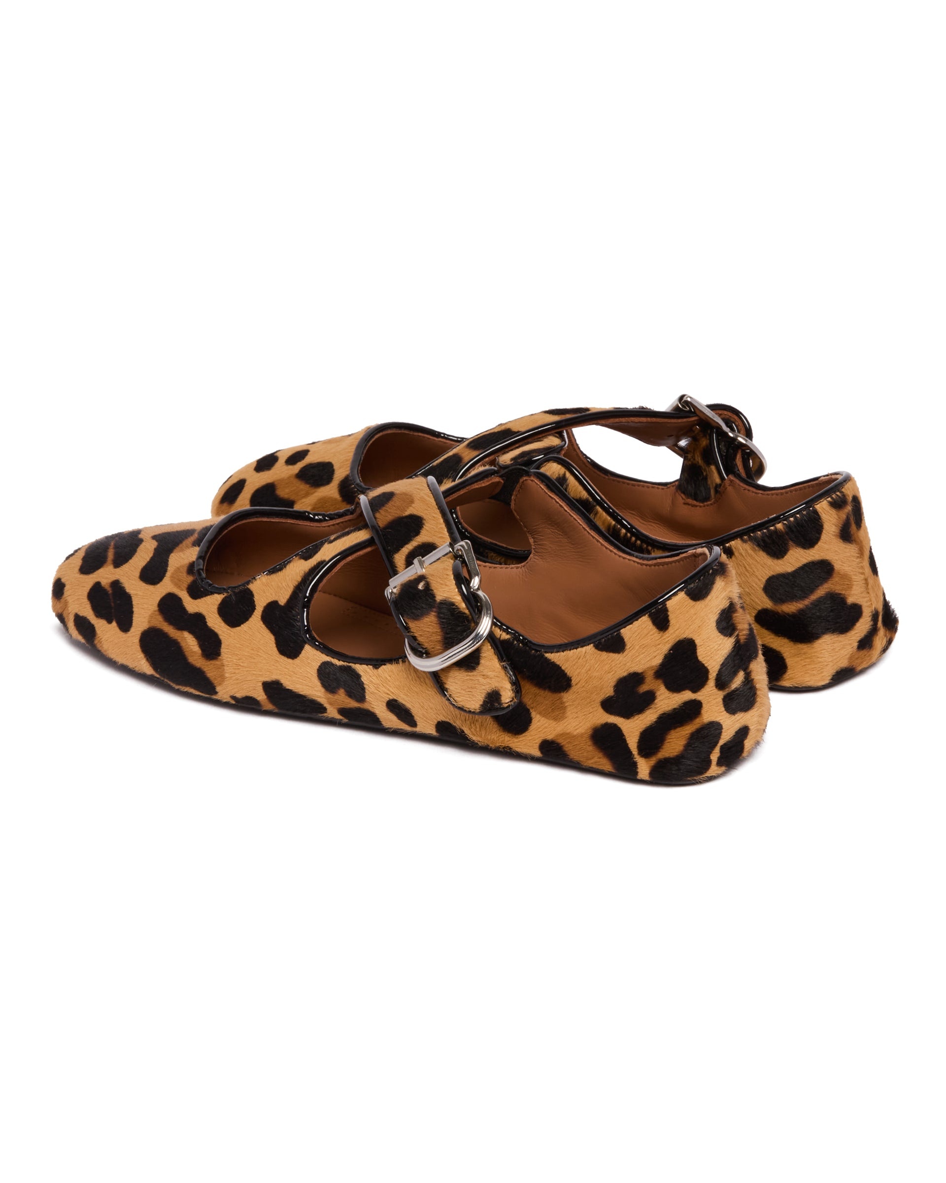Multicolor Leopard Print Crossed Flat Ballerinas - 5