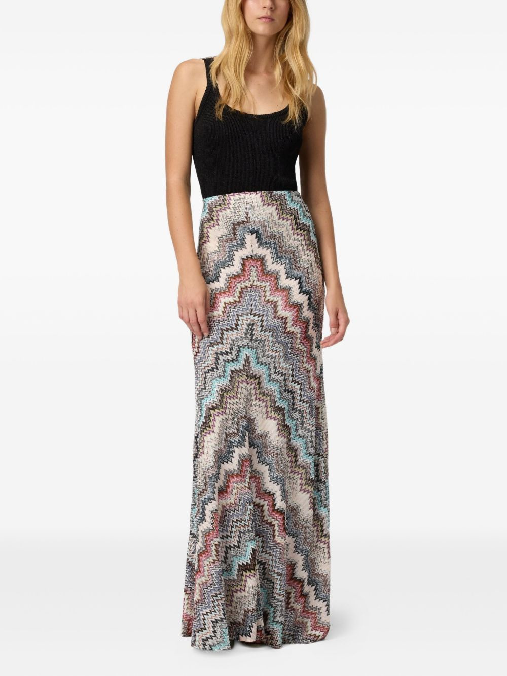 zigzag pattern maxi skirt - 2