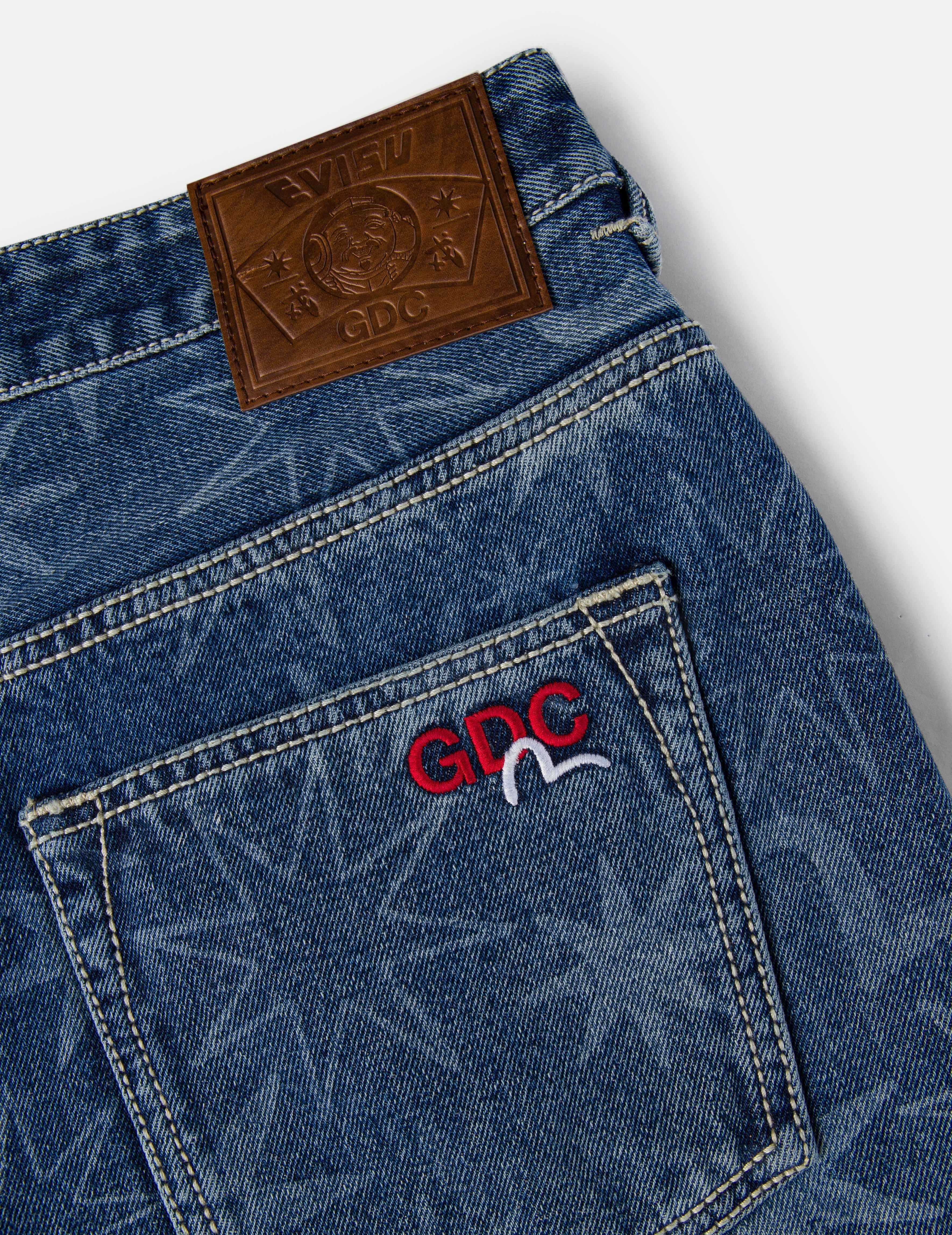 EVISU X GDC Allover Washed Print Relax Fit Jeans - 7