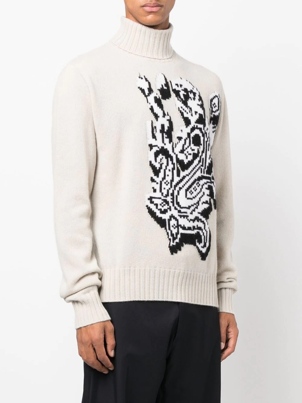 pixelated-graphic jacquard wool roll-neck - 3