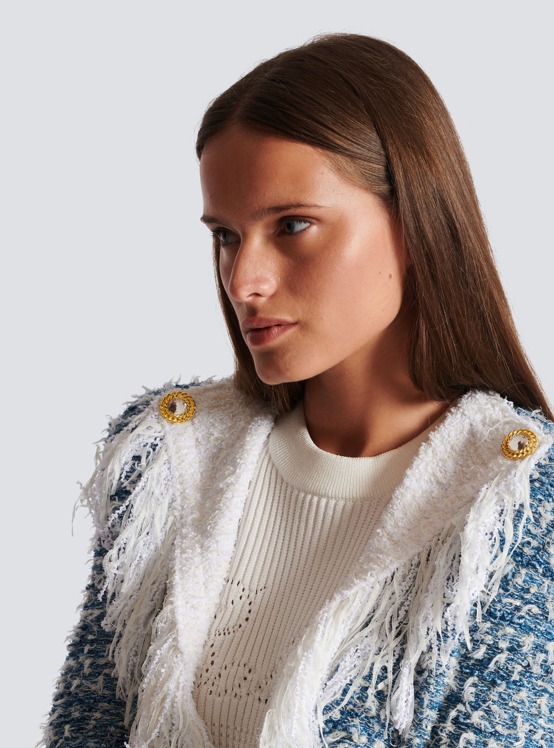 Fringed denim tweed jacket 7