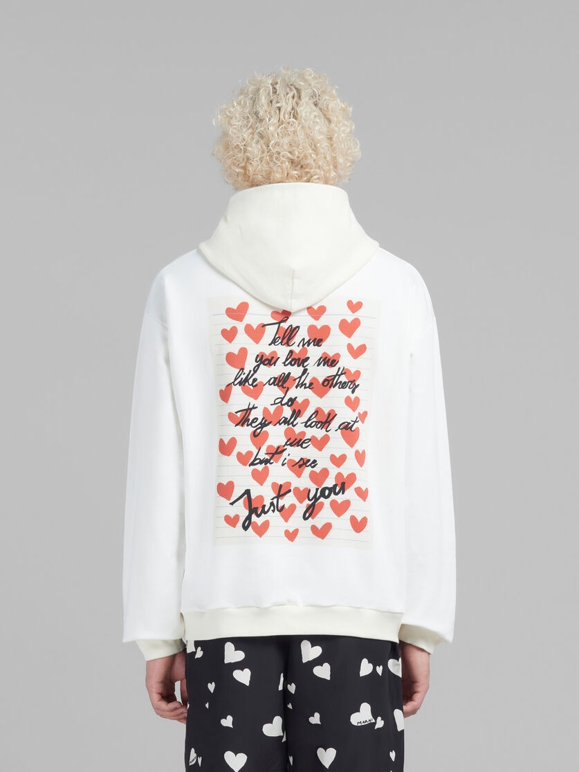 WHITE HOODIE WITH HEARTS PRINT - 3