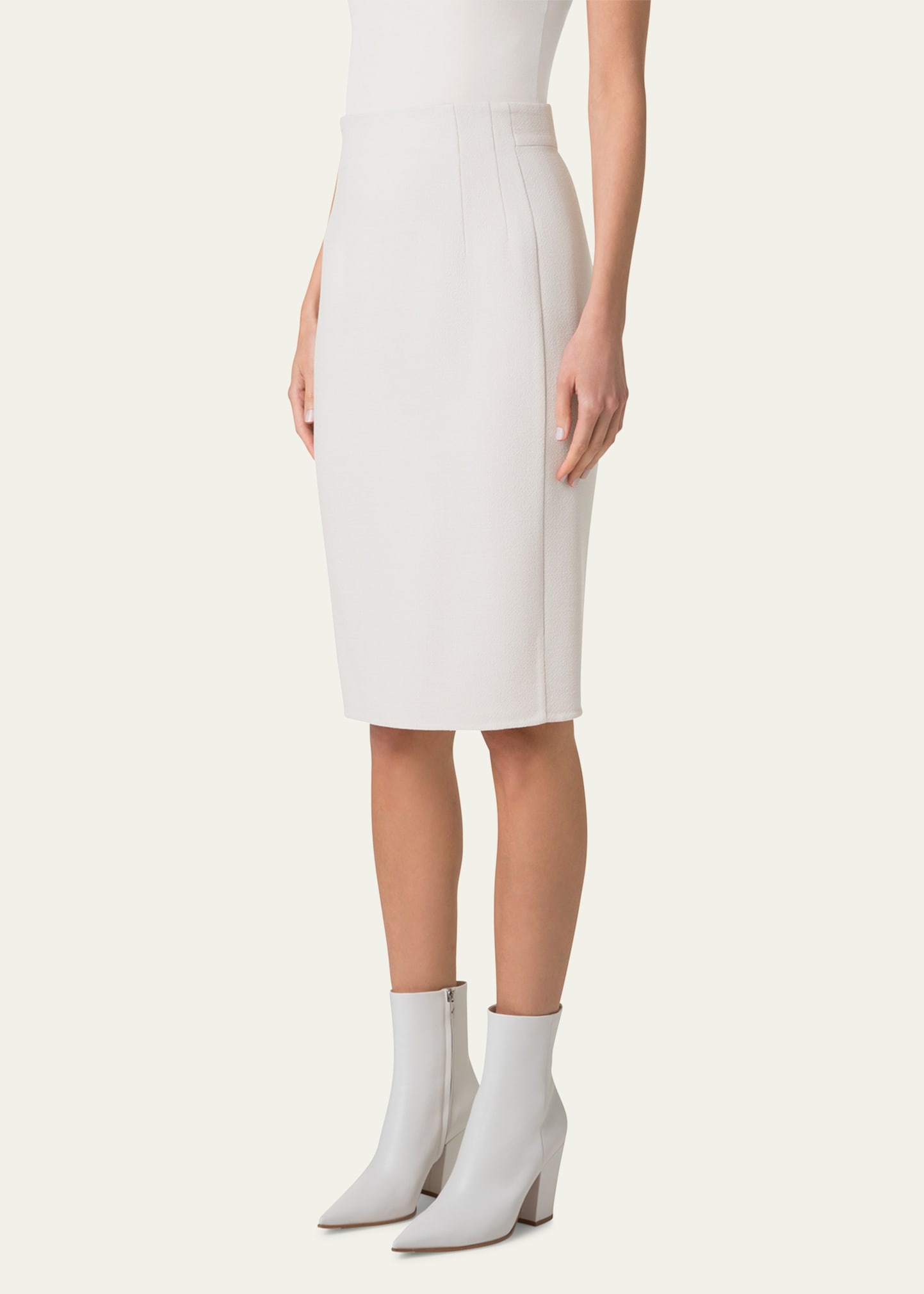 Double-Face Wool Crepe Pencil Skirt - 4