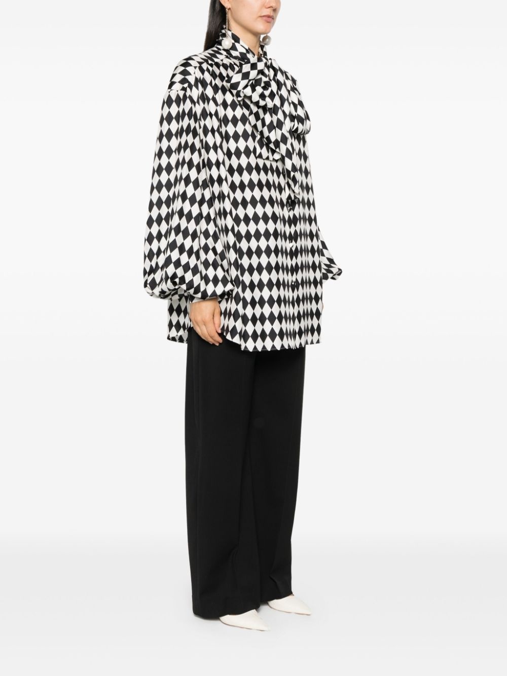geometric-pattern silk shirt - 3