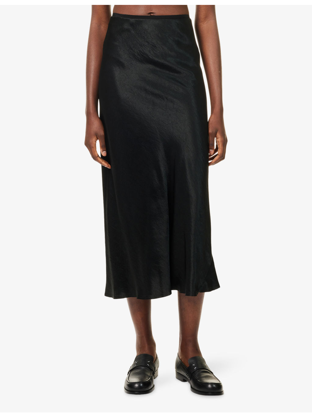 Crinkled-Texture Regular-Fit Woven Midi Skirt - 3