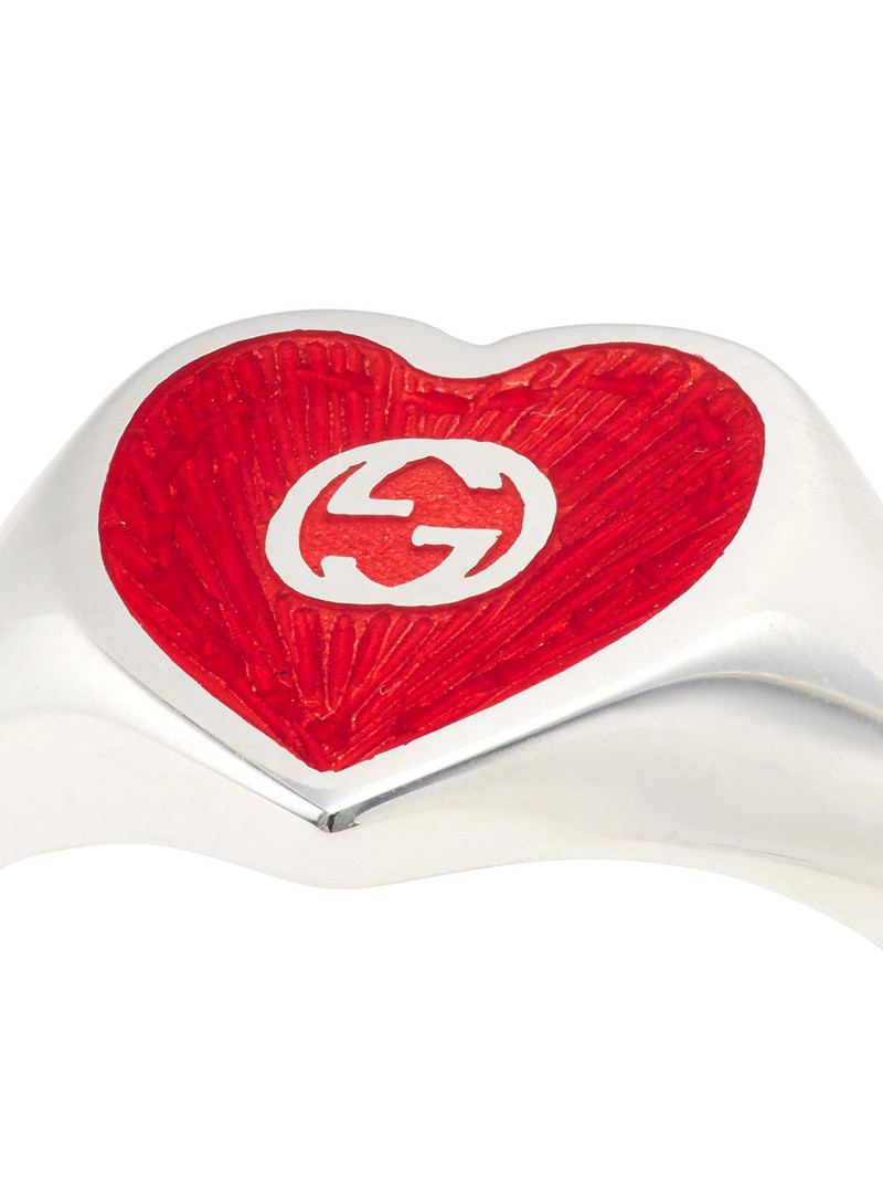 Women's GG Hearts Sterling Silver & Enamel Ring - Red 4