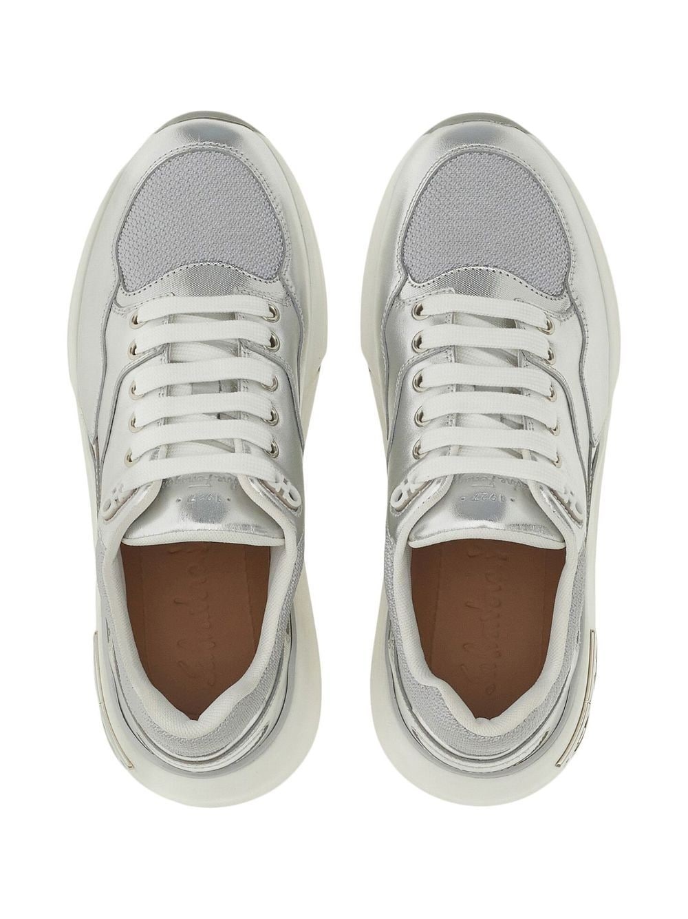metallic leather sneakers - 4