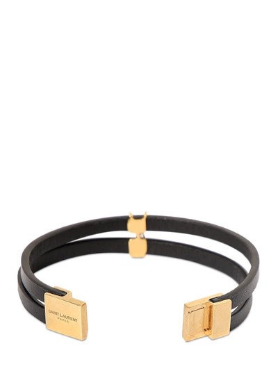 SAINT LAURENT Cassandre double-row leather bracelet outlook