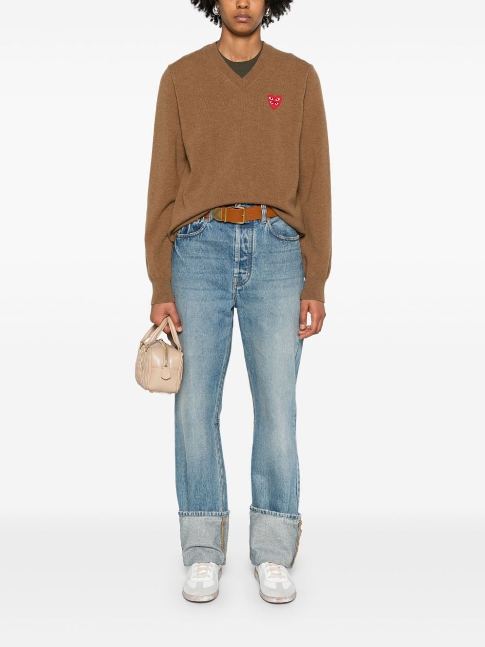 heart-patch wool jumper - 2