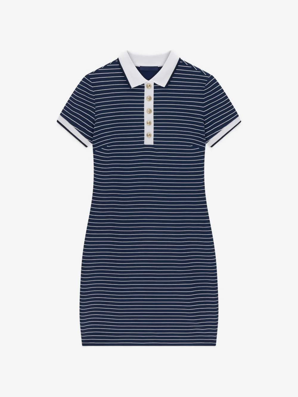 horizontal-stripe polo-collar mini dress - 1