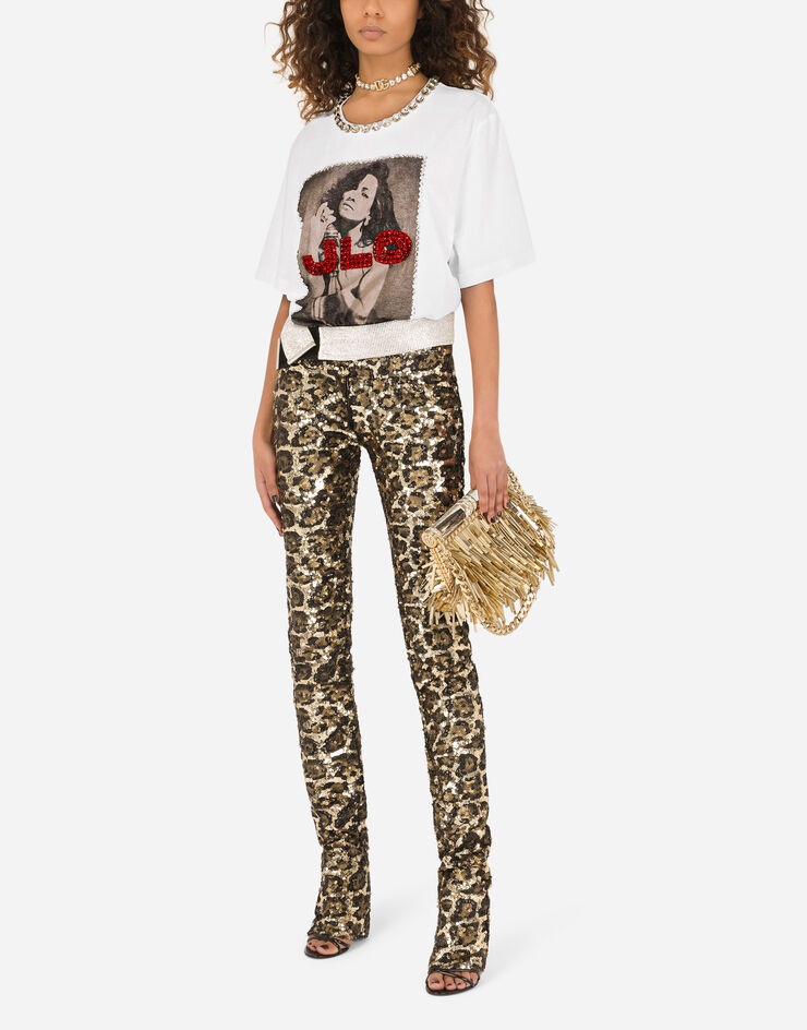 Printed jersey T-shirt with J.LO embellishment - 6