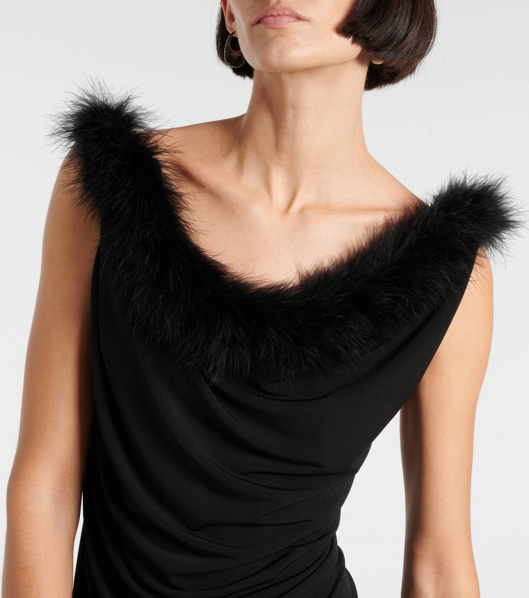 Boa feather-trimmed jersey top - 4