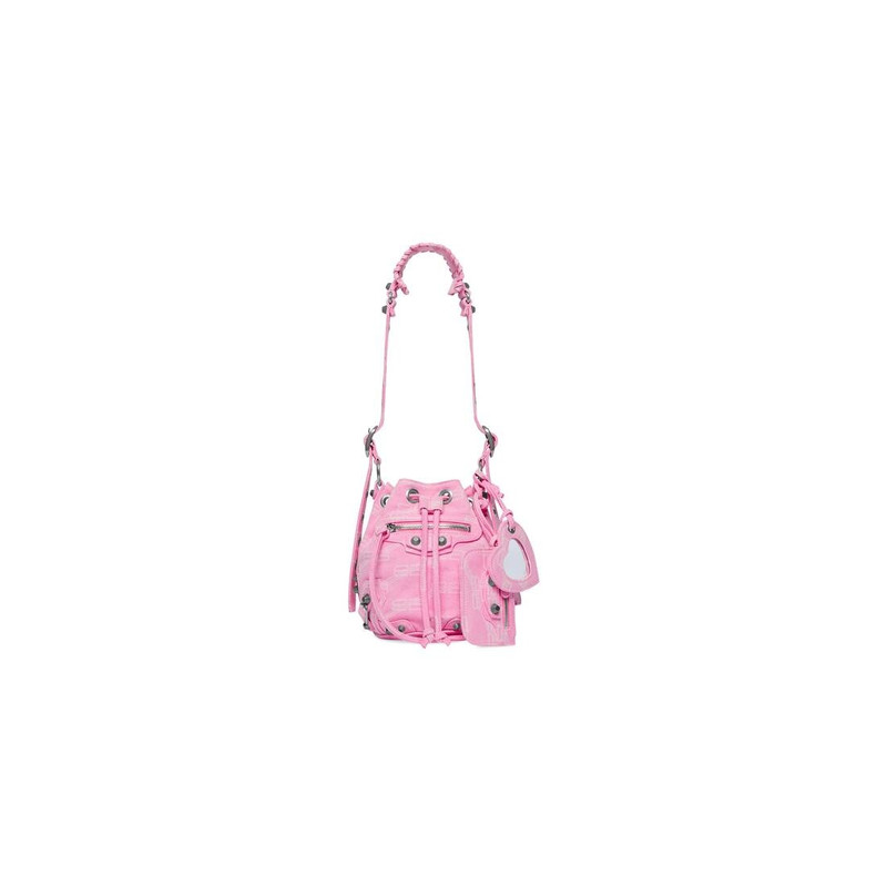 Women's Le Cagole Xs Bucket Bag Bb Monogram Denim  in Pink 1