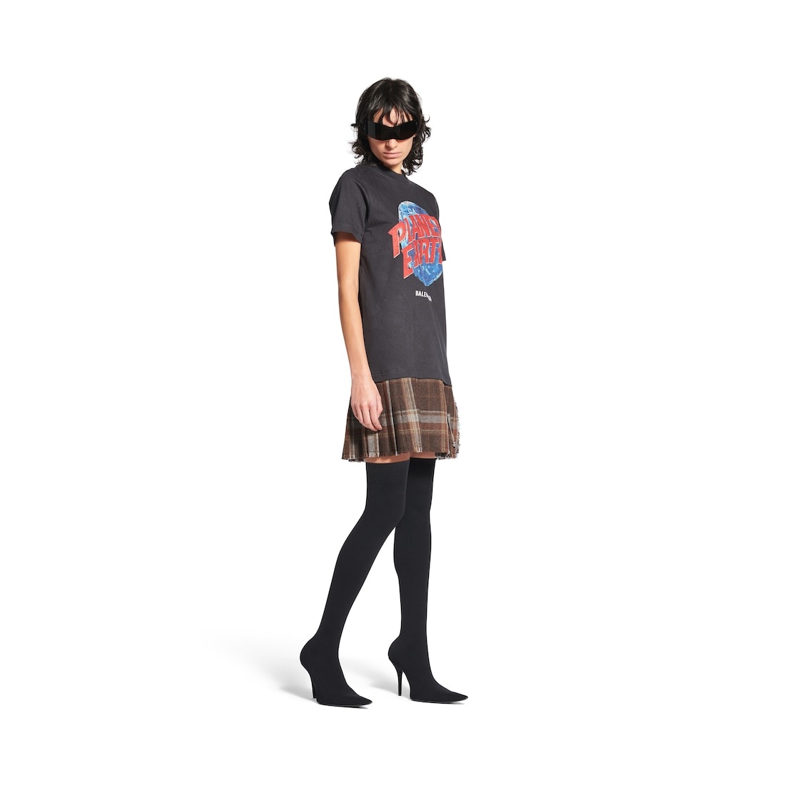 Women's Planet Earth Layered T-shirt Dress in Black/brown - 2