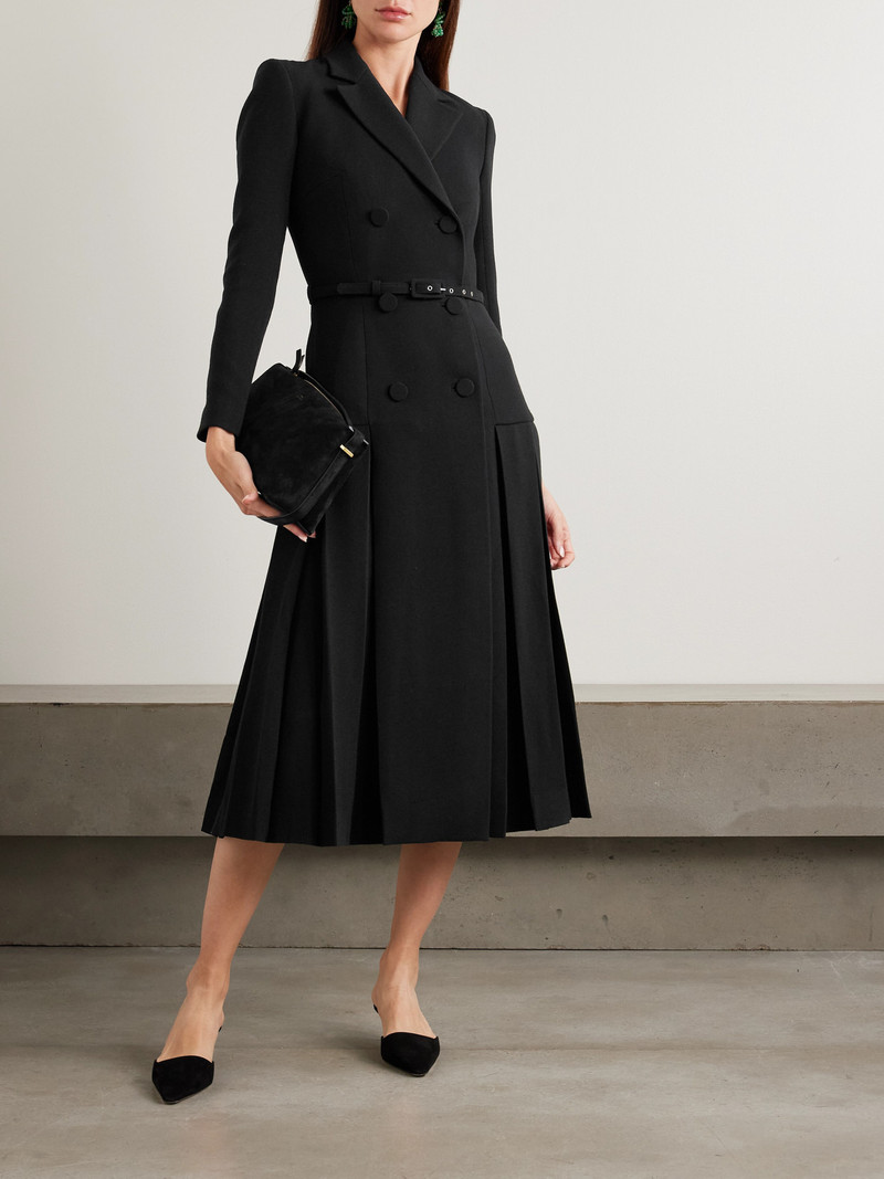 EMILIA WICKSTEAD Chaney Belted Pleated Double-breasted Wool-crepe Midi Dress outlook