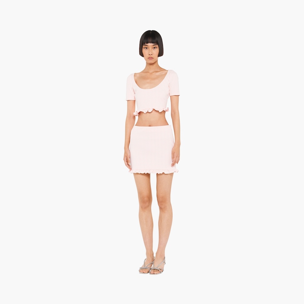 Short-sleeved jersey top with ruching - 2