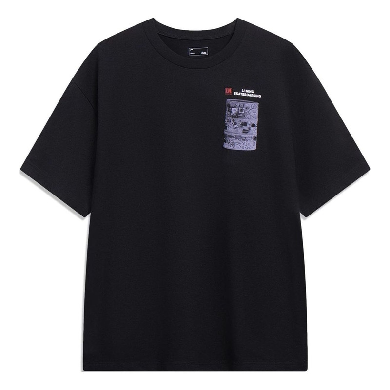 Li-Ning Skateboarding Graphic T-shirt 'Black' AHST071-1 - 1