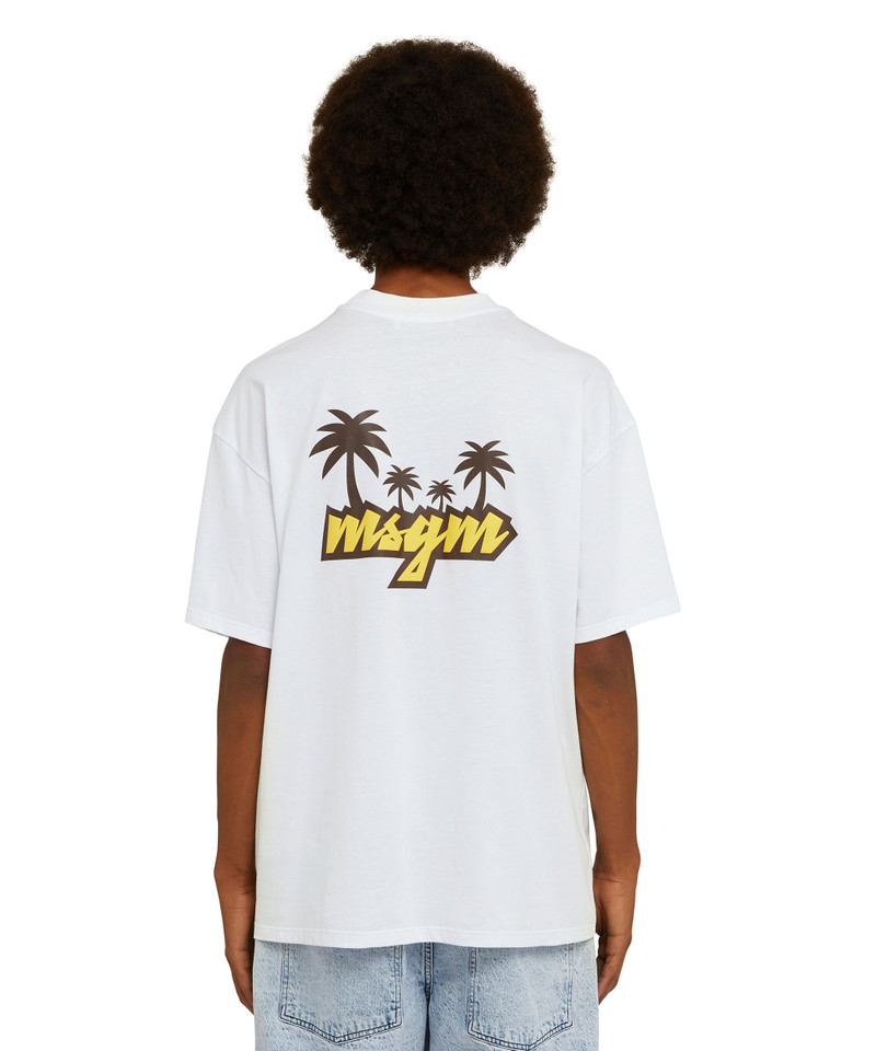 Cotton crewneck t-shirt with embroidered multicolor logo in cursive - 1
