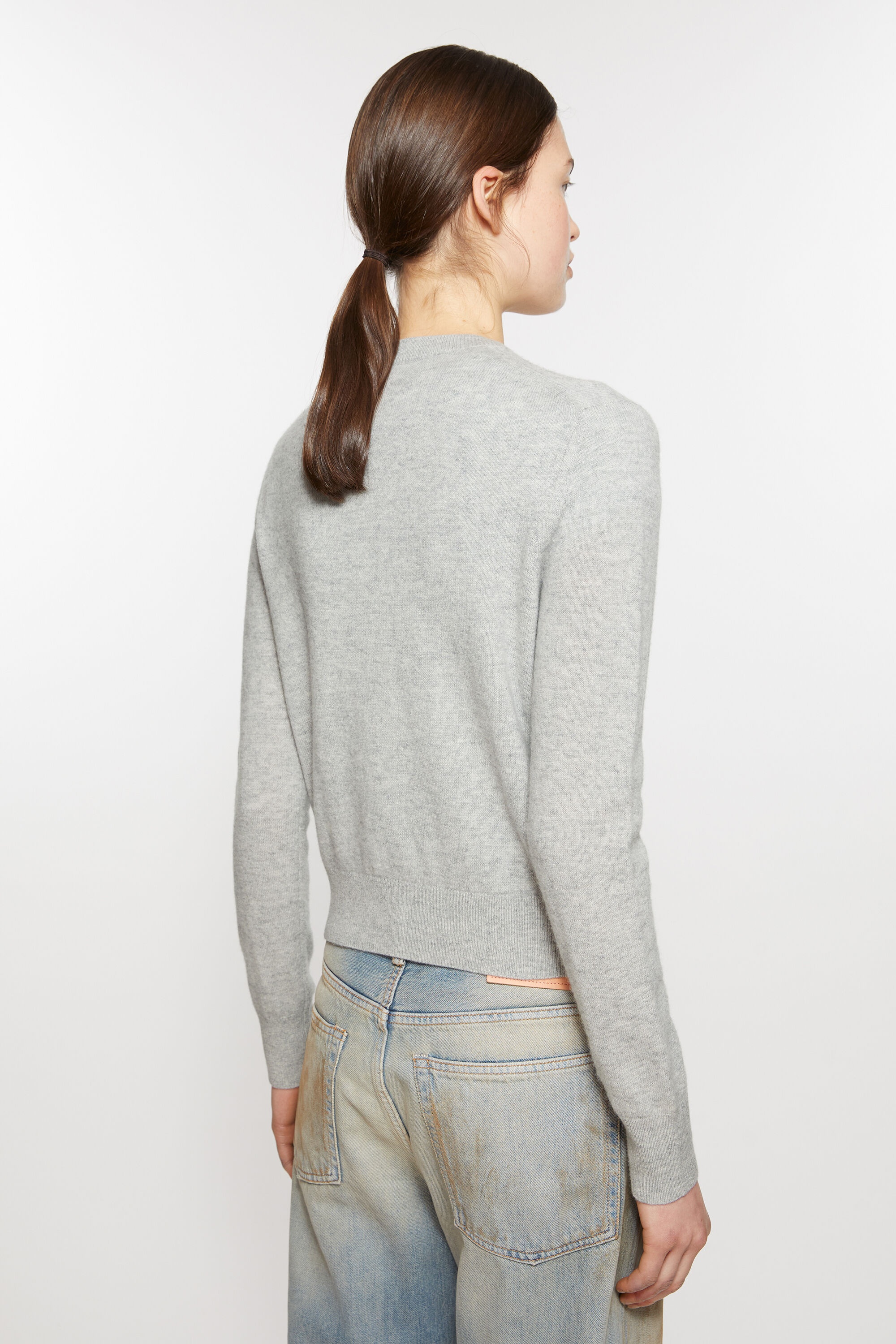 Crew neck cardigan - Light Grey Melange - 3