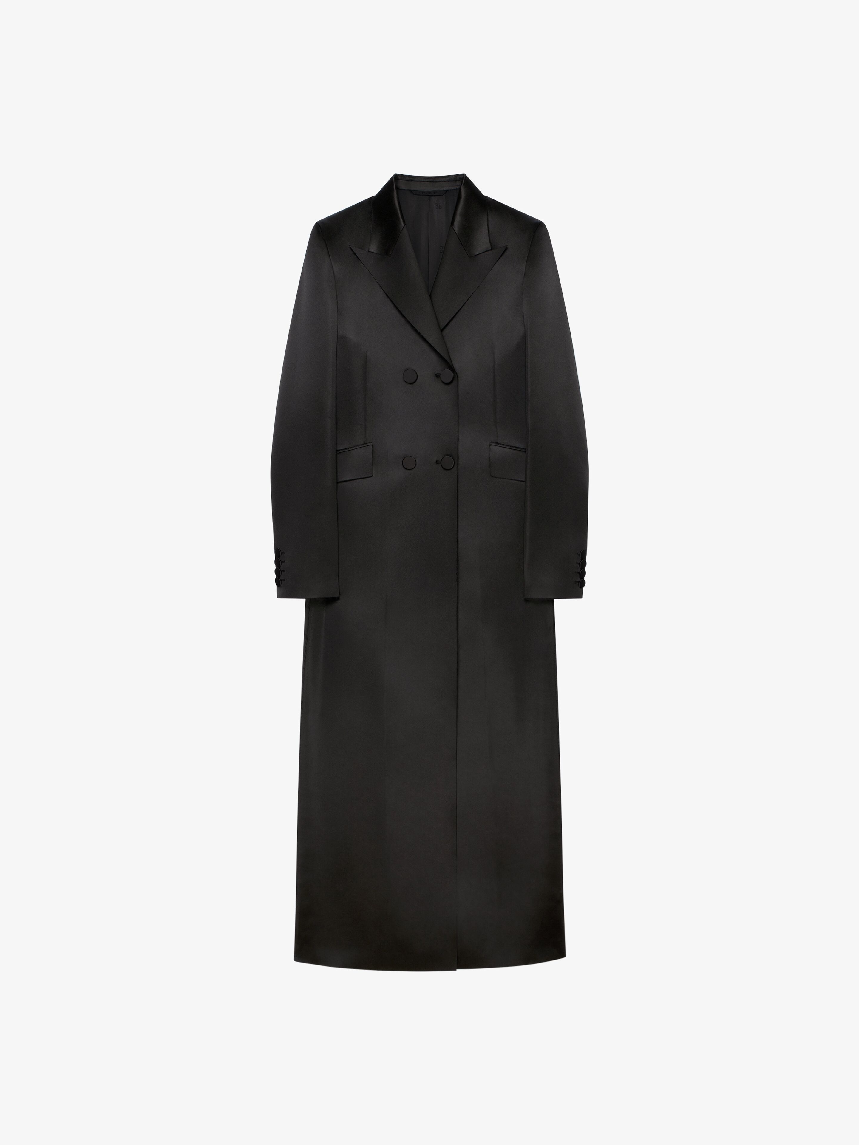 DOUBLE BREASTED COAT IN SATIN - 1