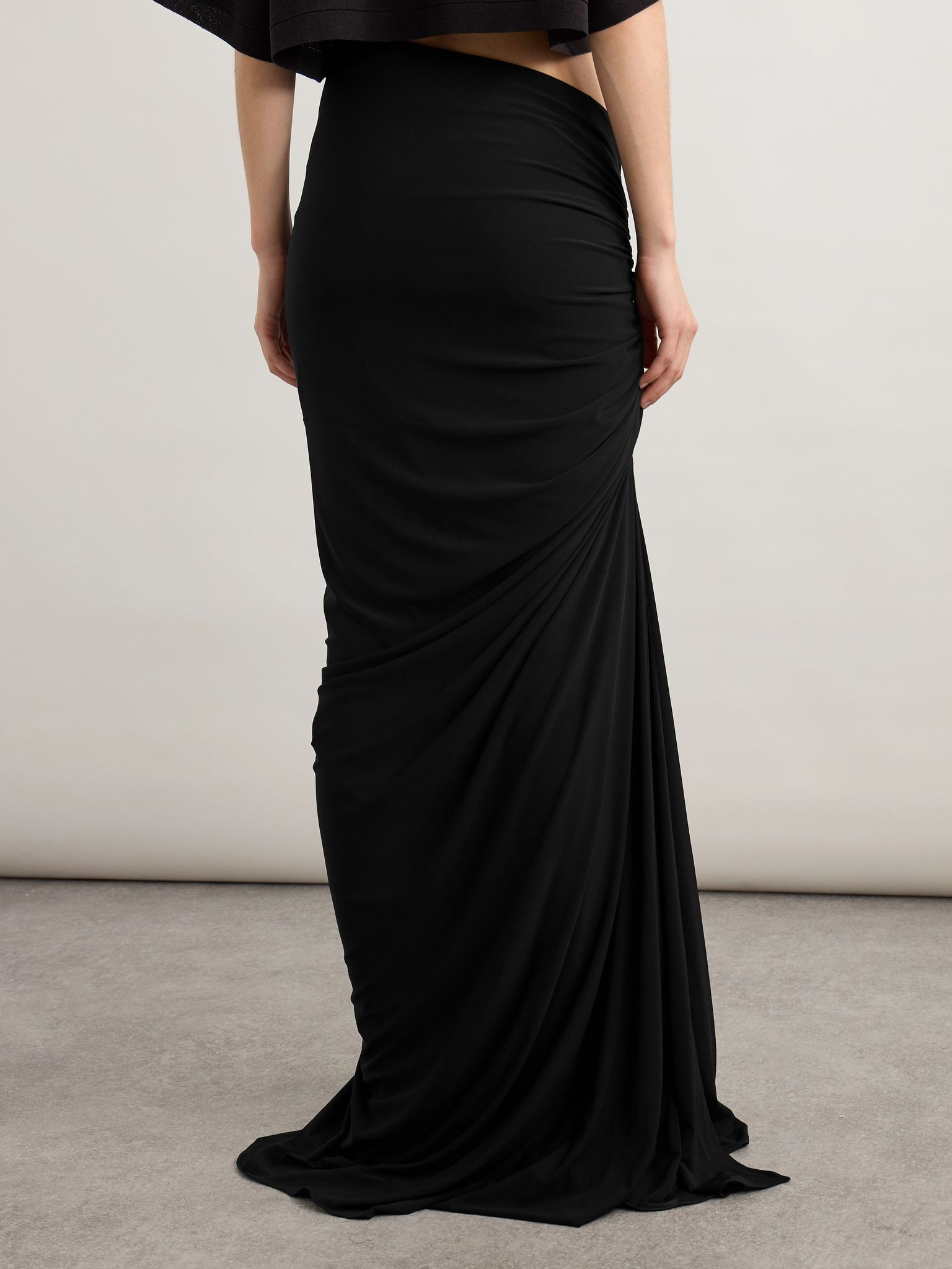 Draped stretch-knit maxi skirt Black - 4