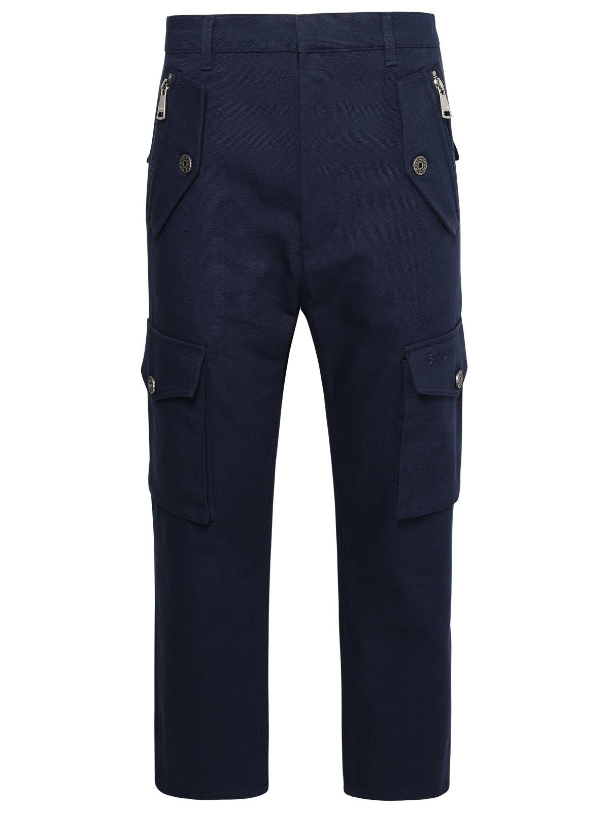 Balmain Blue Cotton Trousers - 1