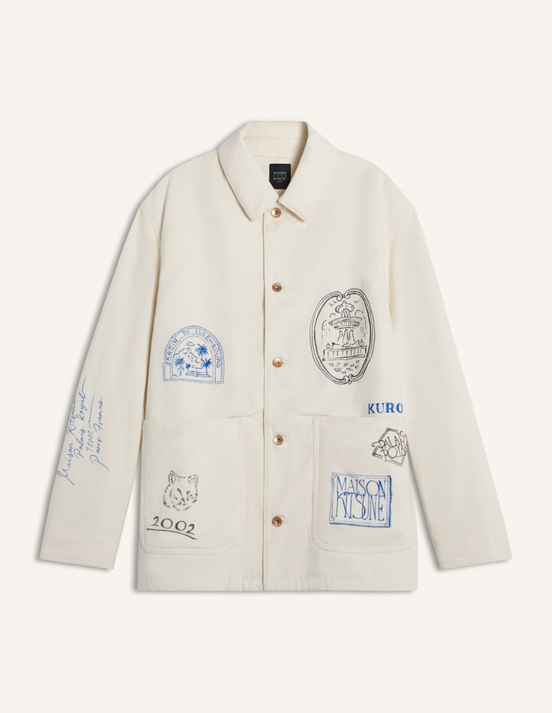 MAISON KITSUNE x KURO HANDWRITTEN POSTCARD WORK JACKET 1