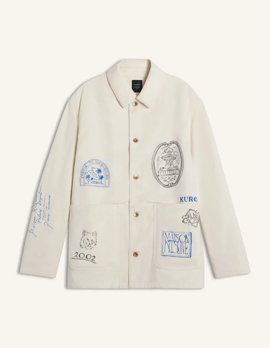 MAISON KITSUNE x KURO HANDWRITTEN POSTCARD WORK JACKET - 1