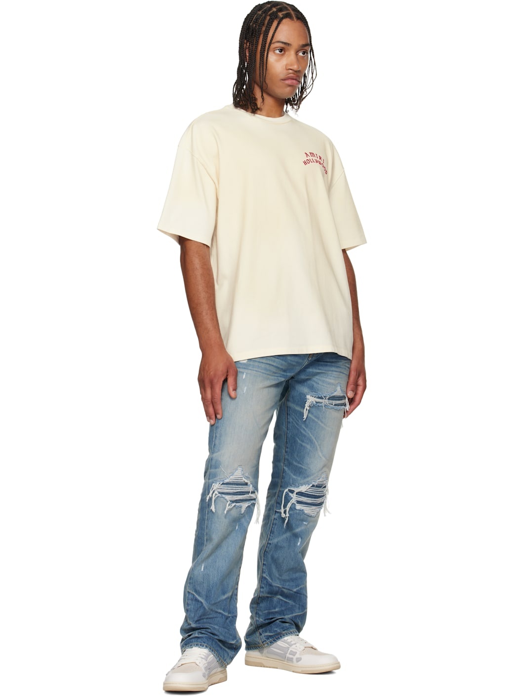 White & Gray Skel Top Low Sneakers - 5