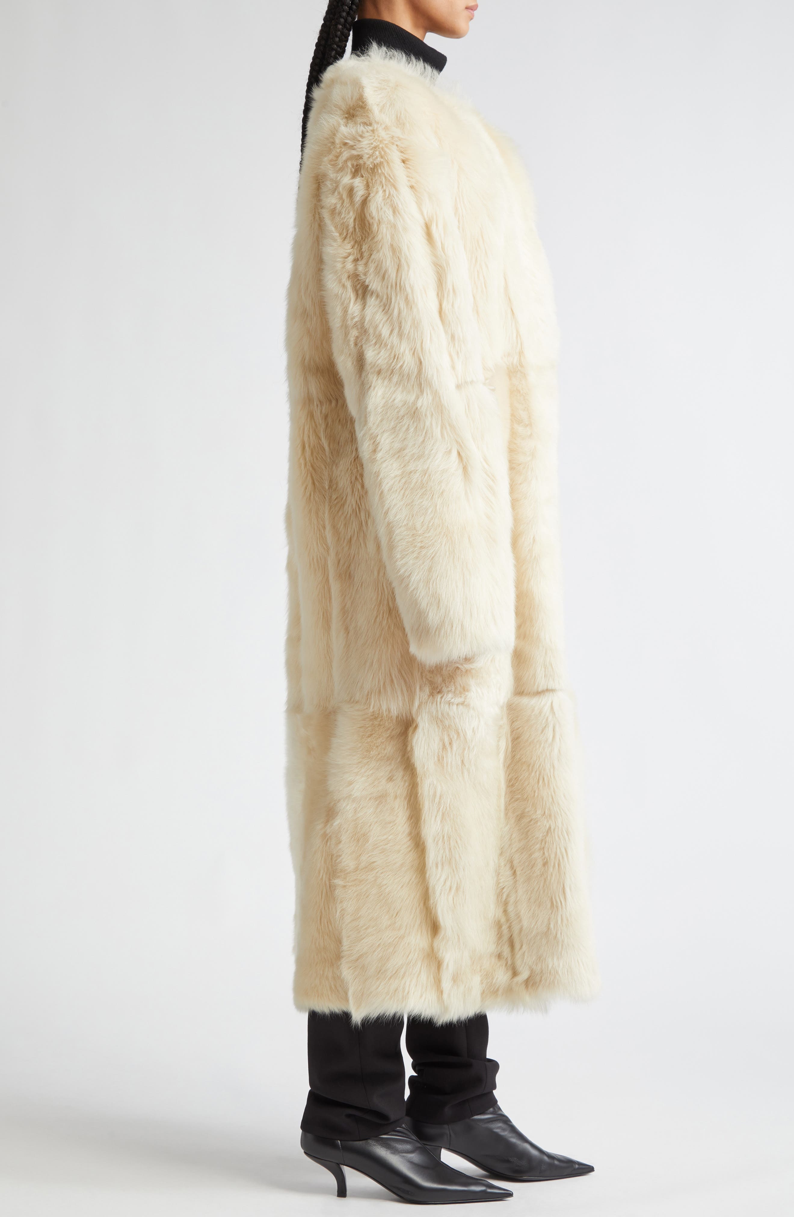 TOTEME Silky Genuine Shearling Coat in Eggnog at Nordstrom - 4