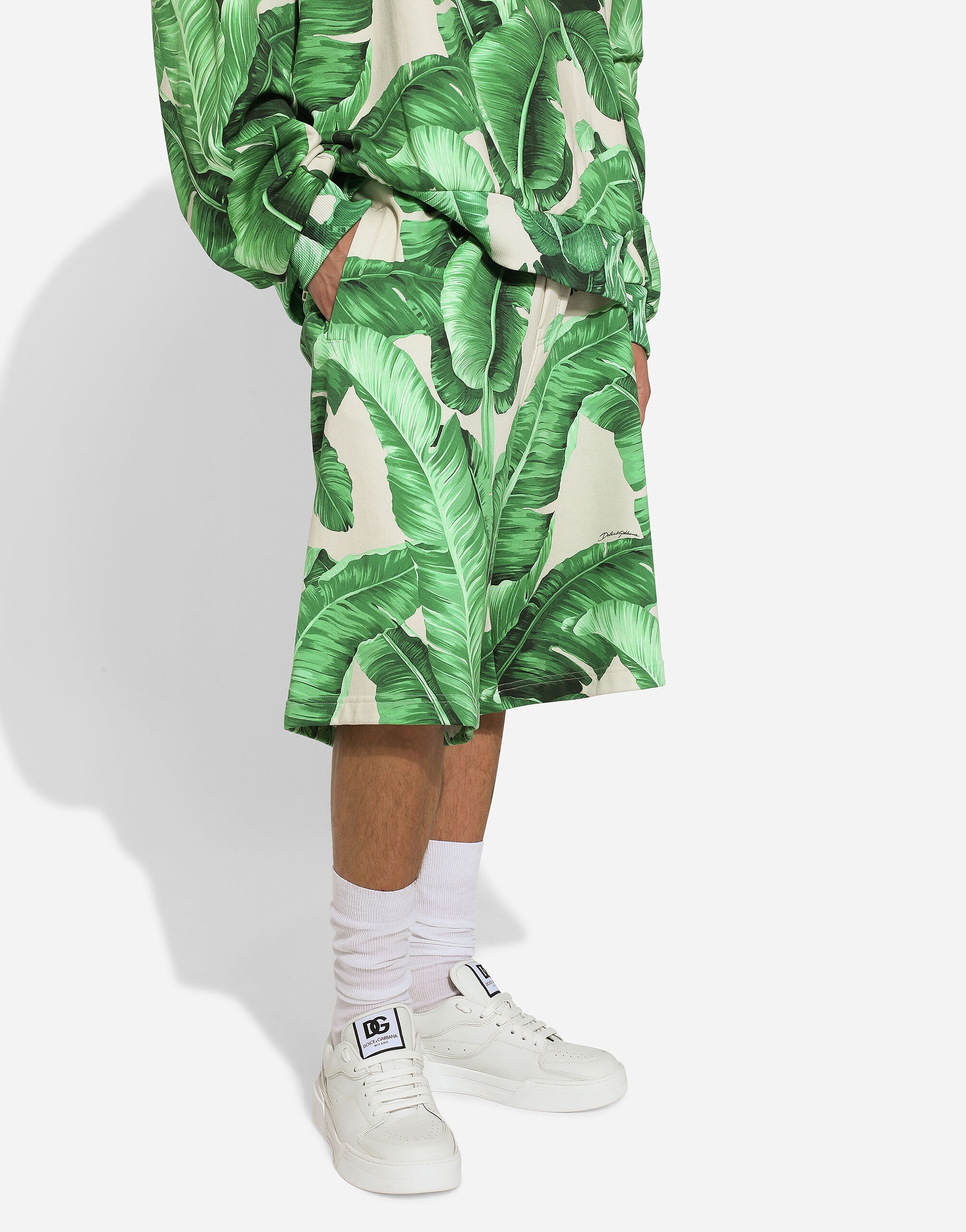 Banana-tree-print jogging shorts - 4