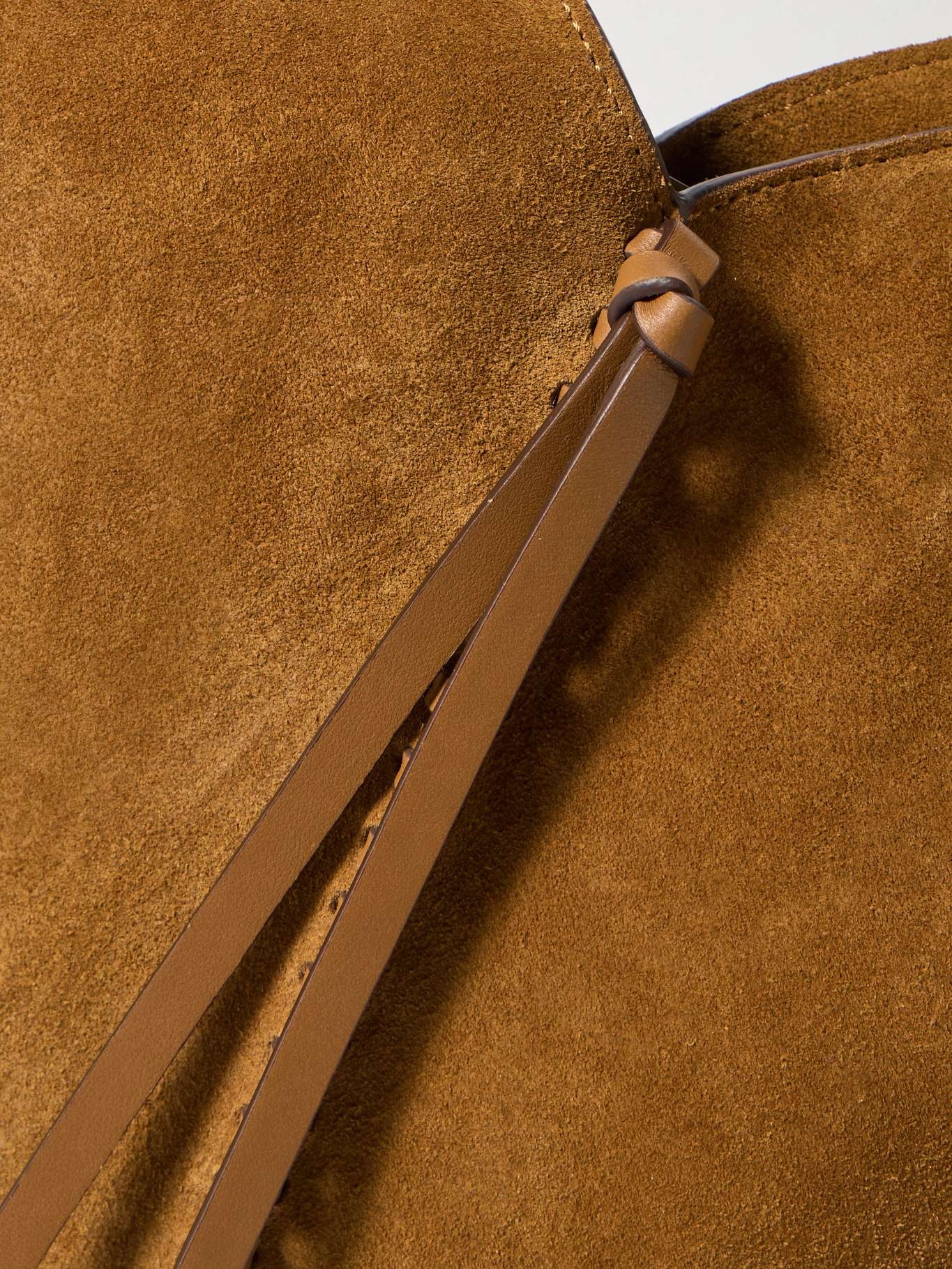 25E Tampa mini leather-trimmed suede bucket bag Tan - 4