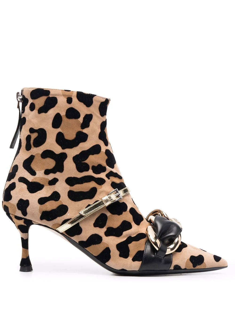 chain-link leopard-print ankle boots - 1