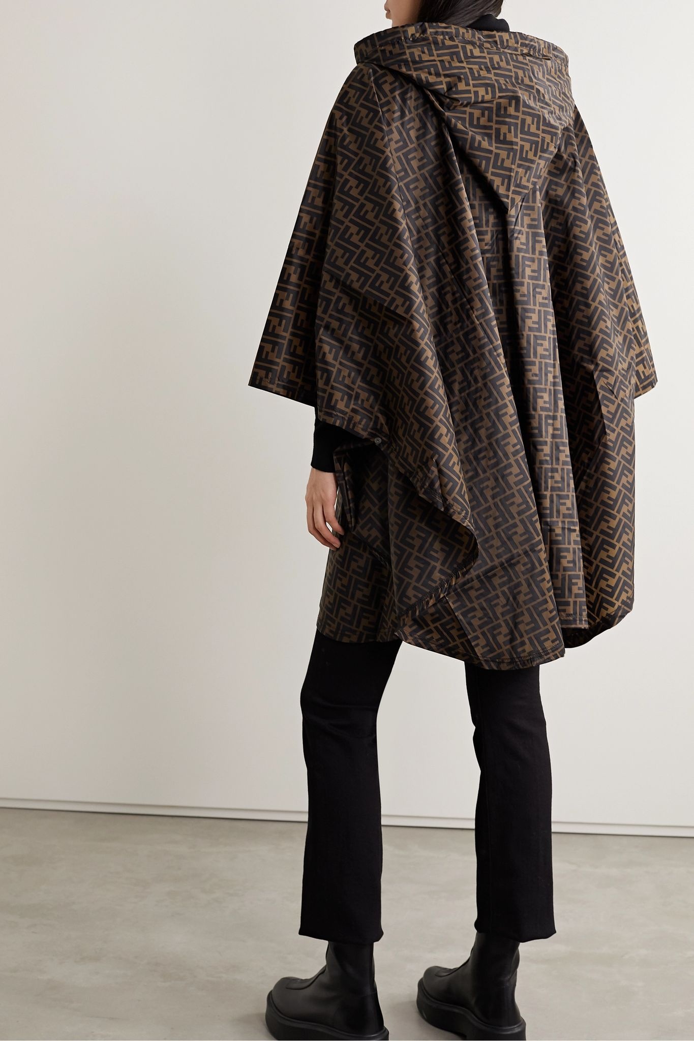 Hooded printed shell poncho - 4