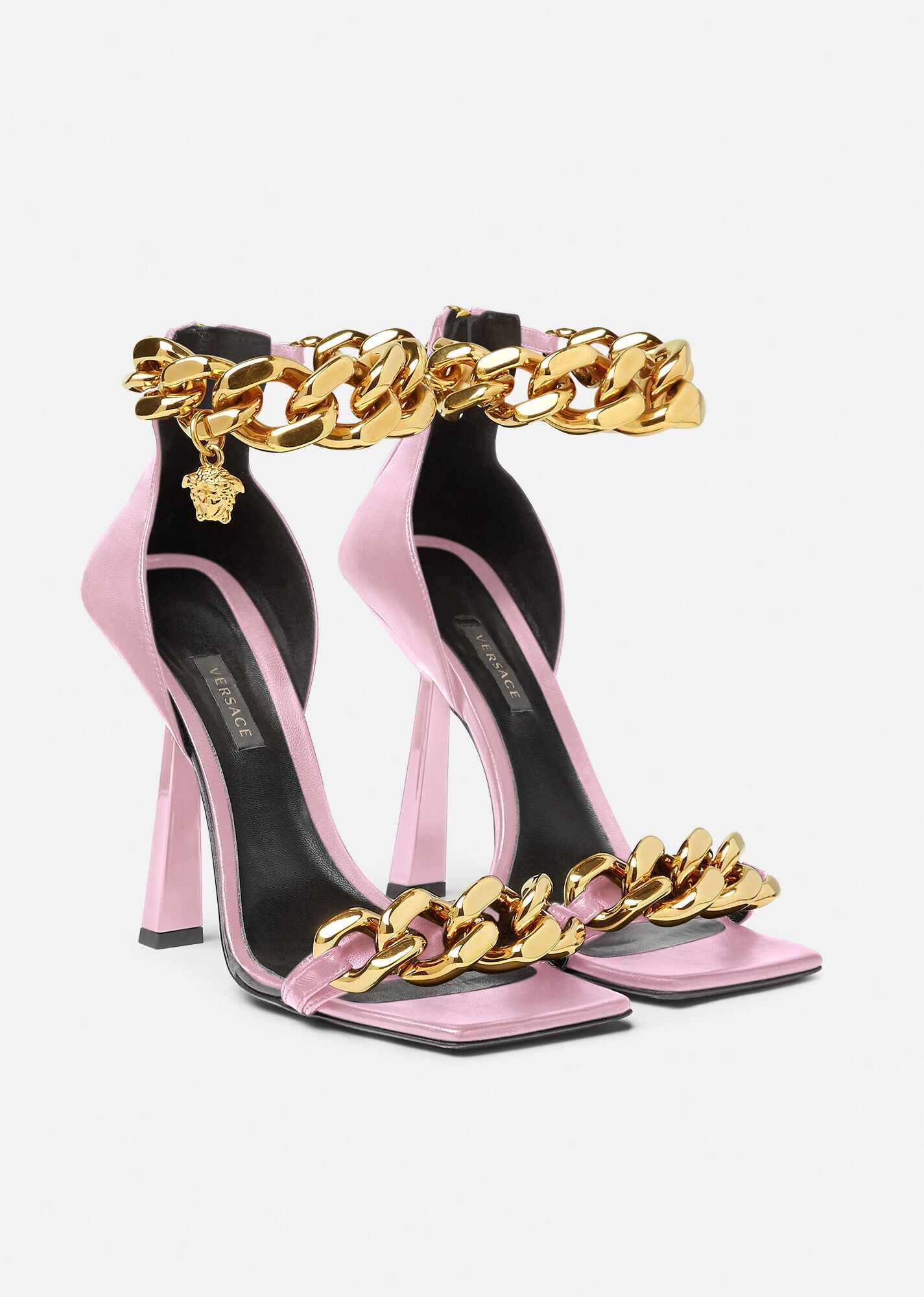 Medusa Chain Nappa Leather Sandals - 4