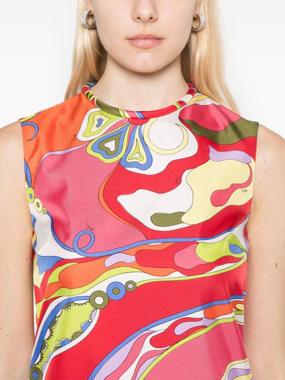 Orchidee-print silk mini dress - 5