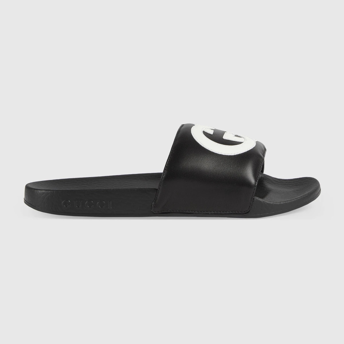 Interlocking G leather slide sandal - 1