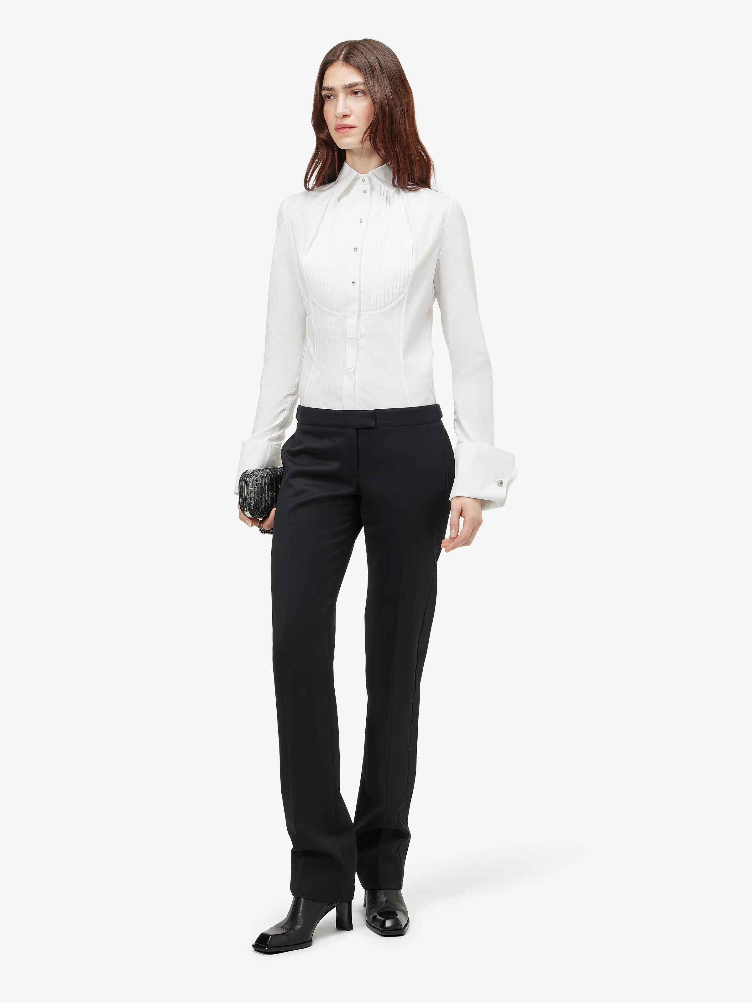 Women's Tuxedo Striped Shirt in Optical White - 1