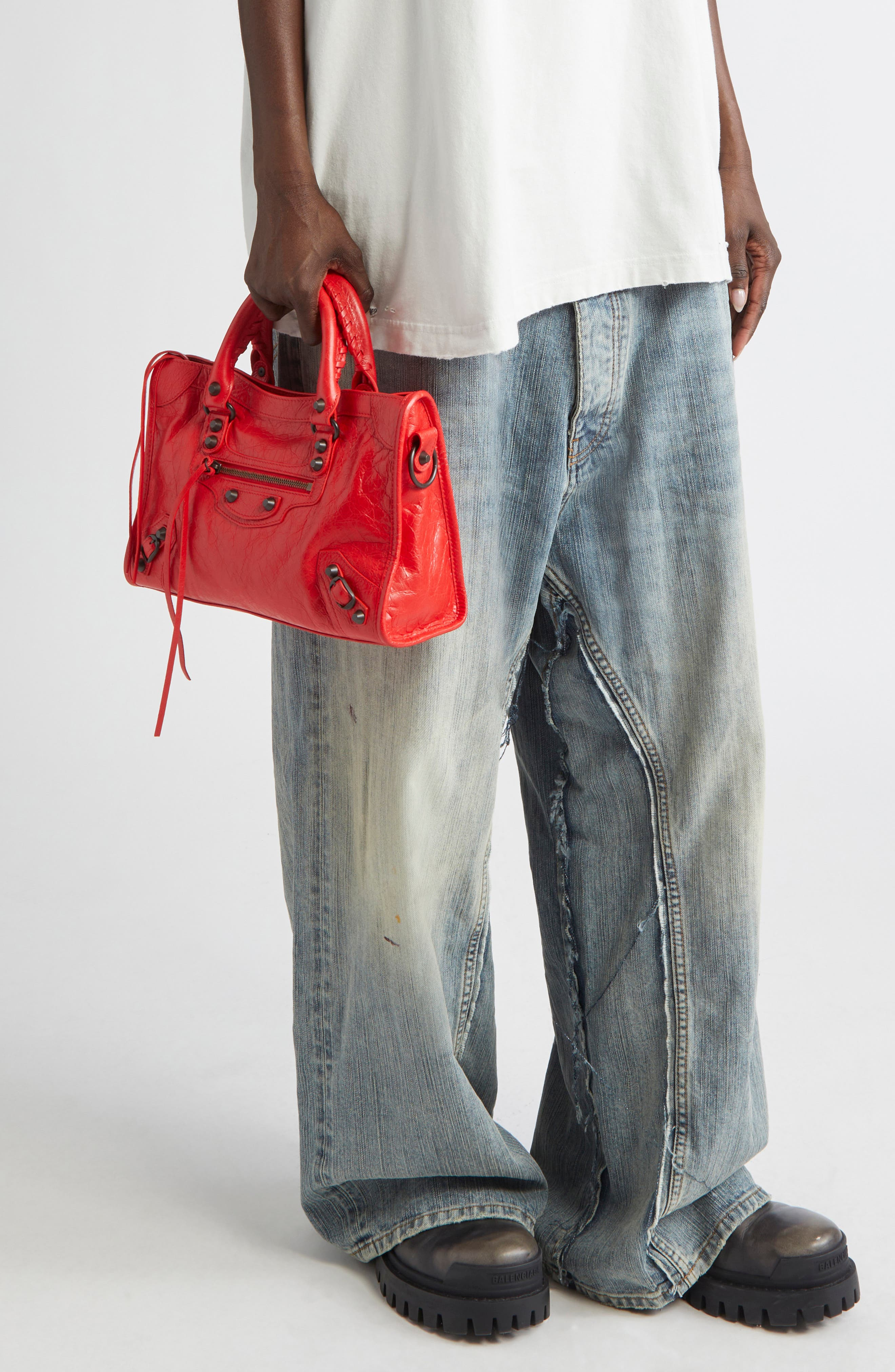 Balenciaga Small Le City Leather Satchel in 6506 Vermillion Red at Nordstrom - 3